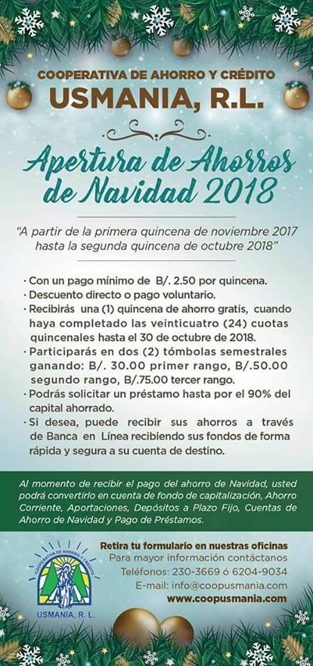  CAMPAÑA DE AHORROS DE NAVIDAD 2018