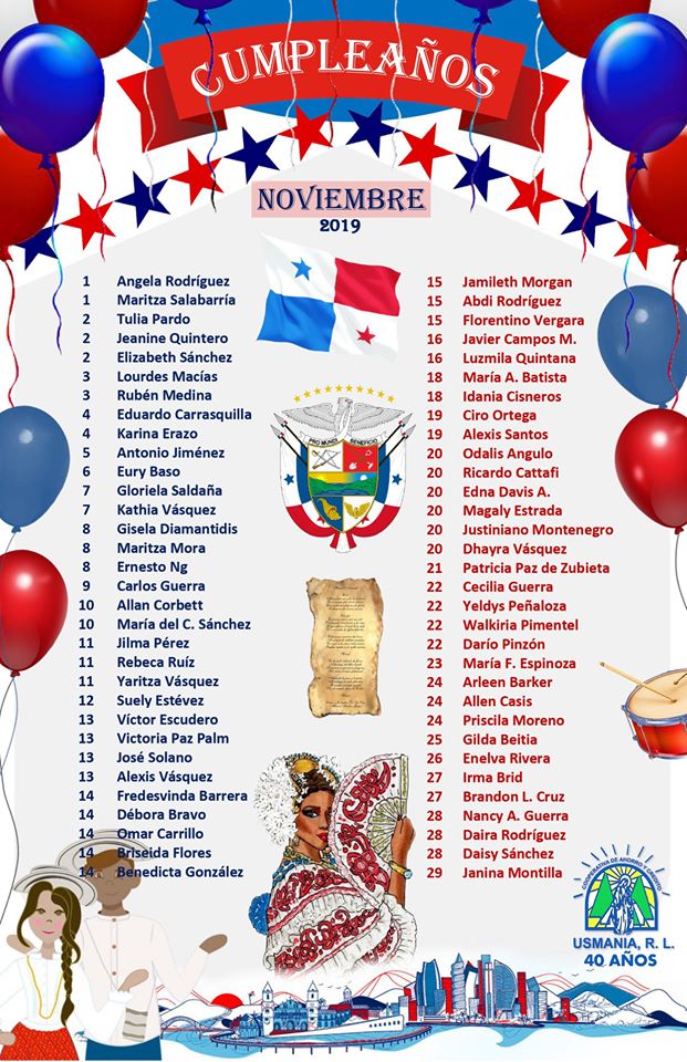  CUMPLEAÑEROS DEL MES DE NOVIEMBRE 2019