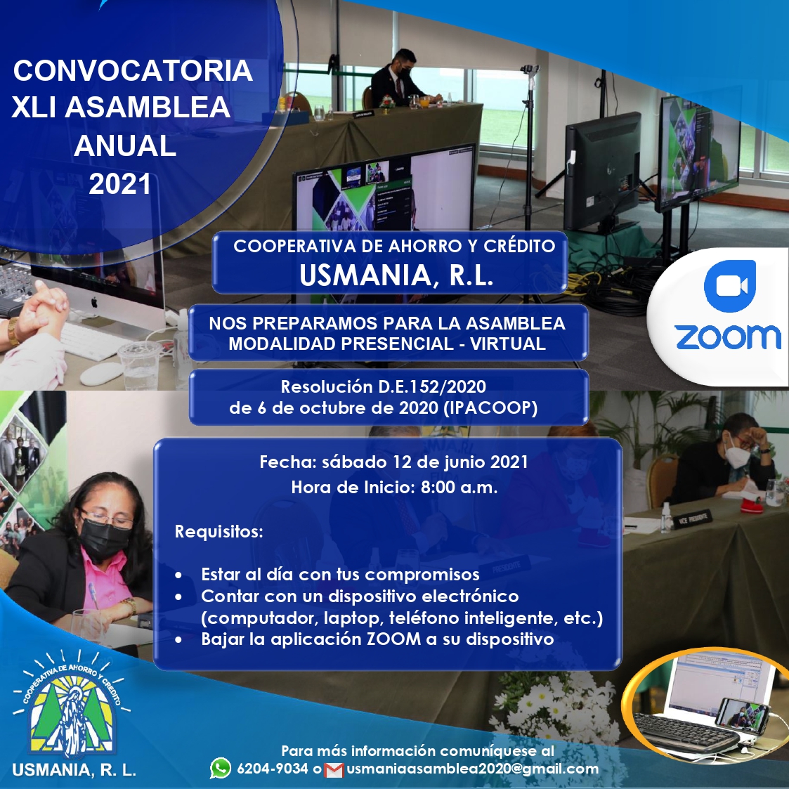  Convocatoria Asamblea XLI – Cooperativa USMANIA, R.L.